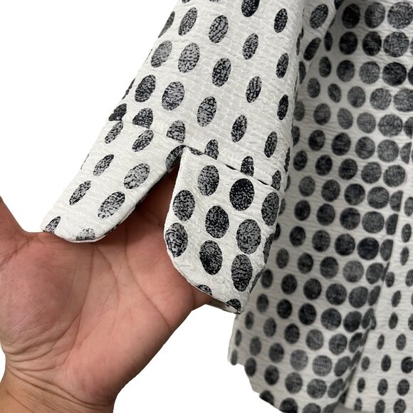 IC Connie K White Black Polka Dot Wired Collar Artsy Crinkle Jacket Size Medium - Picture 2 of 9